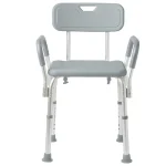 Bathroom shower chair with backrest and armrest